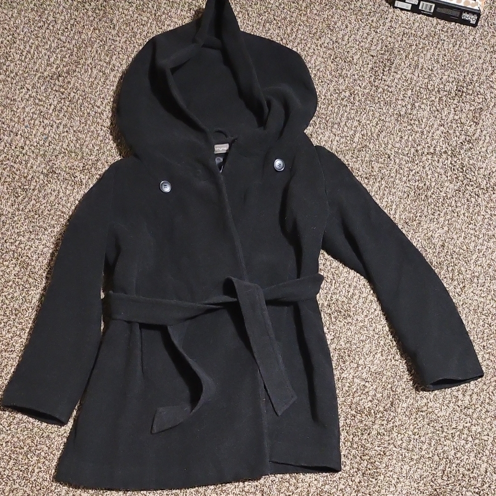 Elegant Charcoal Thyme Maternity Hooded Women's Coat